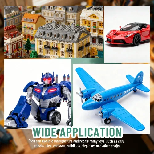 Vista 7 de Bigstone Kit de herramientas de construcción de 13 piezas para automóviles, aviones, edificios, modelos de robots Gundam, reparación y fijación
