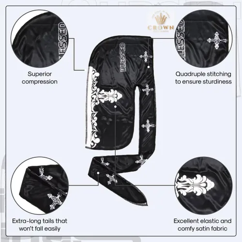 Vista 81 de Art Silky Durag con colas largas y anchas, durags de tela de seda suave satinada para mayor comodidad y compresión