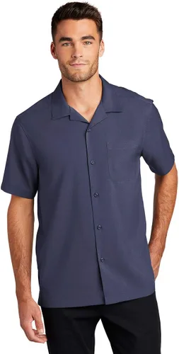 Vista 4 de Port Authority Camisa de manga corta con botones para hombre Negro