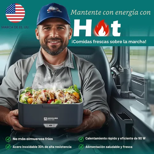 Vista 3 de Annie & Mia Design Fiambrera eléctrica para adultos, 100 W, 3.5 L, calentador de alimentos portátil de 2 capas, modo dual de 2.5 L + 1 litro