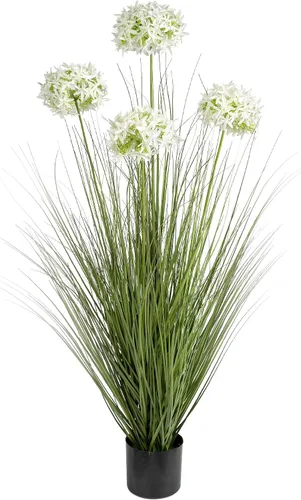 Vista 12 de Ttranewsoo Plantas artificiales de césped alto con macetas de 47 pulgadas, 1 paquete de césped artificial de lirio de los valles, decoración