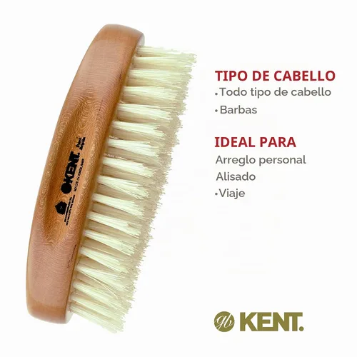 Vista 6 de Kent Cepillo de pelo militar ovalado para hombre, cerdas de jabalí negro 100% naturales para el cuidado del cabello, bigote y barba, cepillo