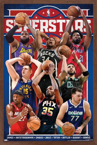Vista 10 de Trends International NBA League Superstars 23 - Póster de pared, 22.4 pulgadas de largo x 14.7 pulgadas, versión enmarcada de madera de granero