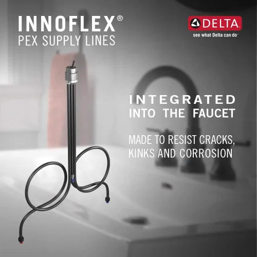 Vista 4 de Delta Faucet Grifo de baño moderno de un solo agujero, grifo de baño de una sola manija cromado, grifo de lavabo de baño, ensamblaje de drenaje