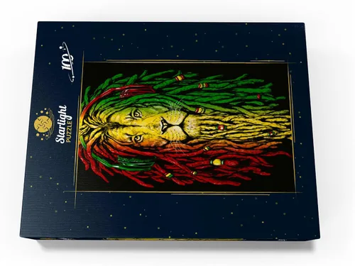 Vista 4 de MyPuzzle Rasta Lion - Rompecabezas prémium de 100 piezas, fabricado en Estados Unidos