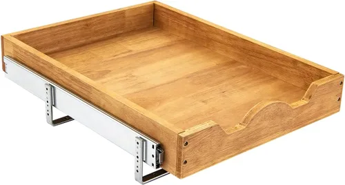 Vista 13 de DINDON Organizador de cajón extraíble para armario (11" ancho x 18" profundidad) 1 nivel, cajón de estante deslizante de madera de roble para debajo