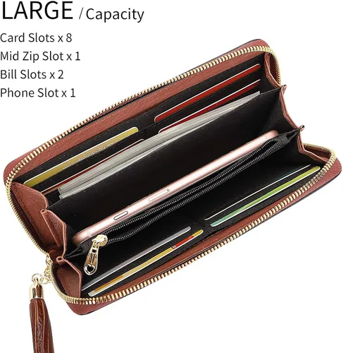 Vista 6 de PIJUSHI Bolsos de diseñador para mujer monederos florales con asa superior bolsos de cuero genuino para mujer cartera floral para mujer monederos