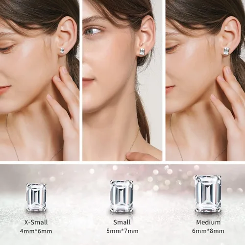 Vista 6 de STUNNING FLAME" Trillion-cutCushion-cutEmerald-cutMarquise-cut ... 18K White Gold Plated Sterling Silver Cubic Zirconia Simulated Diamond Stud