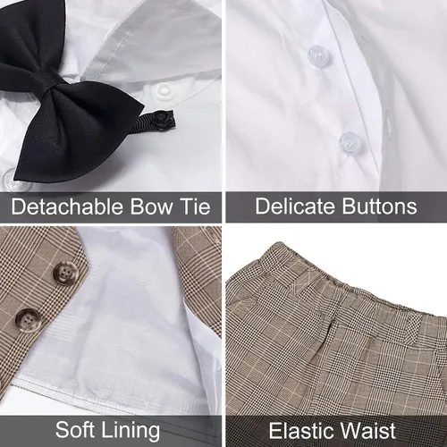 Vista 98 de A&J DESIGN Conjunto de traje de caballero para niños pequeños, 3 piezas, camisas, chaleco y pantalones