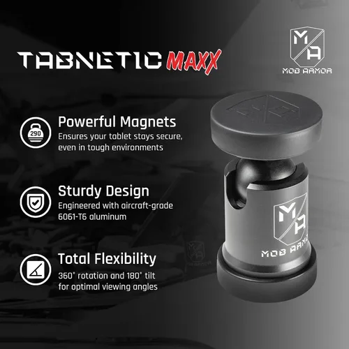 Vista 3 de Mob Armor Tabnetic Maxx - Soporte magnético universal para tableta, para camiones, automóviles, caravanas, equipo pesado, montaje adhesivo