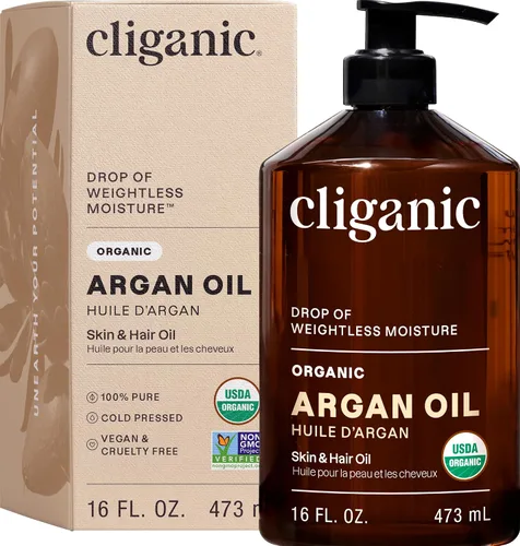 Vista 8 de Cliganic - Aceite de argán orgánico 100 % puro para cabello, cara y piel Aceite portador prensado en frío