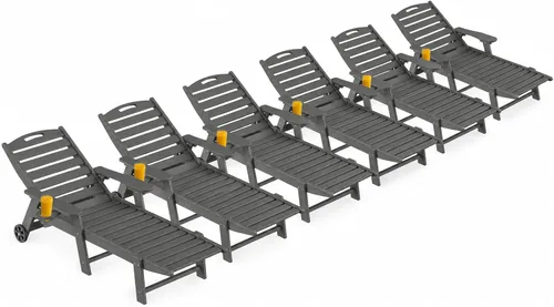 Vista 48 de Silla de salón al aire libre, silla de salón de patio de HDPE con Negro