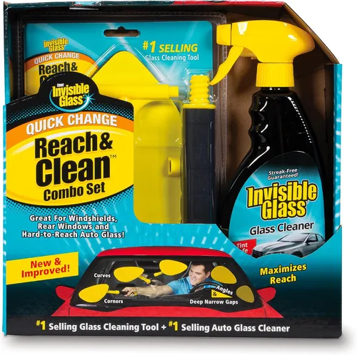 Vista 2 de Invisible Glass 99050 Reach & Clean - Kit combinado de herramienta limpiadora de parabrisas de vidrio con limpiador de vidrio en spray premium