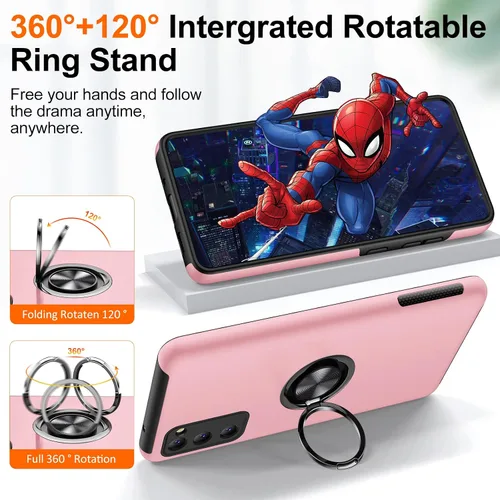 Vista 4 de JAME - Funda para Samsung Galaxy S20 FE 5G, soporte de anillo a prueba de golpes Dual Layer Military Grade Heavy Duty Shockproof Cover, Metal