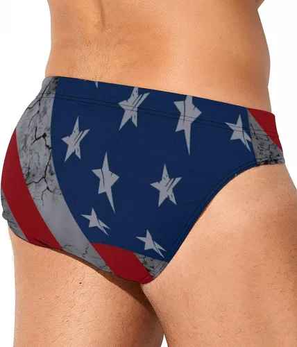 Vista 5 de Traje de baño para hombre, bikini con bandera americana, traje de baño de baja altura, secado rápido, pantalones cortos de surf para el 4 de julio