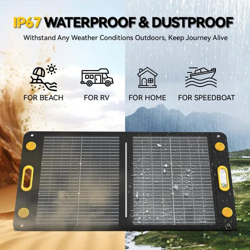 Vista 8 de Panel solar portátil bifacial de 100 W, panel solar plegable resistente a la flexión de 100 vatios 22 V, cargador solar monocristalino para estación
