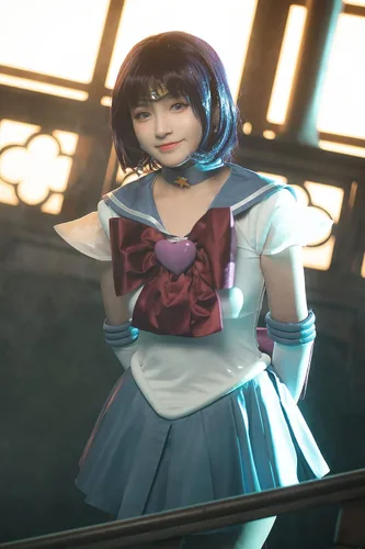 Vista 4 de JWKCOS Sailor Moon Sailor Saturn Hotaru Tomoe Disfraz de cosplay SuperS Combate