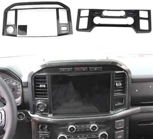 Vista 10 de Cubierta del panel de control central de fibra de carbono Tirm para Ford F150 2021+(aire acondicionado A/C)