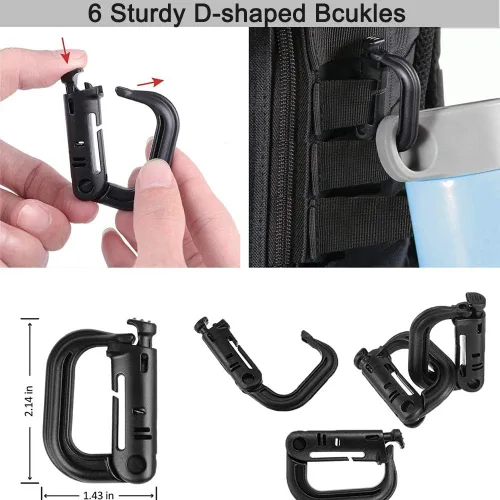 Vista 9 de Molle Accessories Kit de 30 accesorios, anillo en D Grimloc bloqueo engranaje clip web dominator cuerdas elásticas hebilla para correas de 1 pulgada