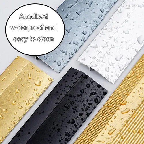 Vista 3 de Tiras autoadhesivas para cubrir el suelo, tira de umbral de transición de piso de aluminio de madera a azulejo, tira de puerta duradera y fácil