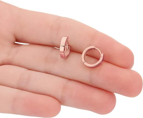Vista 2 de 14kt Gold Huggie Hoop Earrings Minimalist Small Simple Thin huggies For Women and Men Polished Flat Hinged Hoop