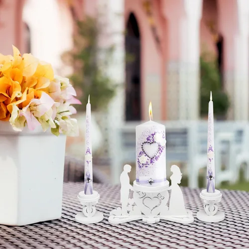 Vista 7 de Unity - Juego de 3 portavelas para novia y novio, velas para ceremonia de boda