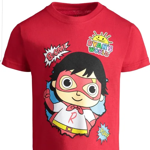 Vista 2 de RYAN'S WORLD Paquete de 2 camisetas Red Titan Combo Panda para niños pequeños a grandes
