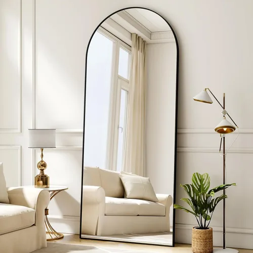 Vista 36 de BEAUTYPEAK Espejo de longitud de arco de 71 x 30 pulgadas con soporte Negro