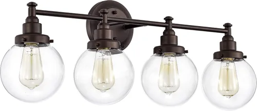 Vista 2 de Chloe Lighting Milo - Accesorio de tocador de baño de bronce aceitado de 4 luces de transición, 30 pulgadas de ancho