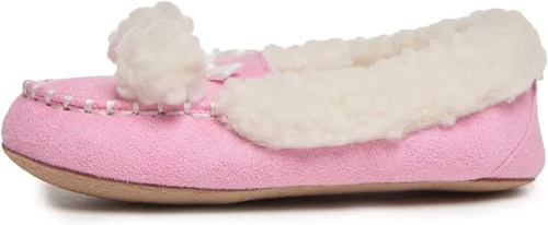 Vista 2 de Laura Ashley Fleece Girls Moccasin Slippers, Indoor Outdoor Easy to Wear Home Shoes for Kids