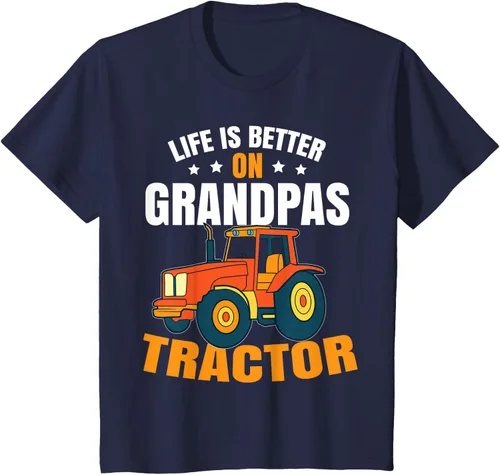 Vista 51 de Life Is Better On Grandpas Tractor Kids Farm Tractor Boy Camiseta, Negro