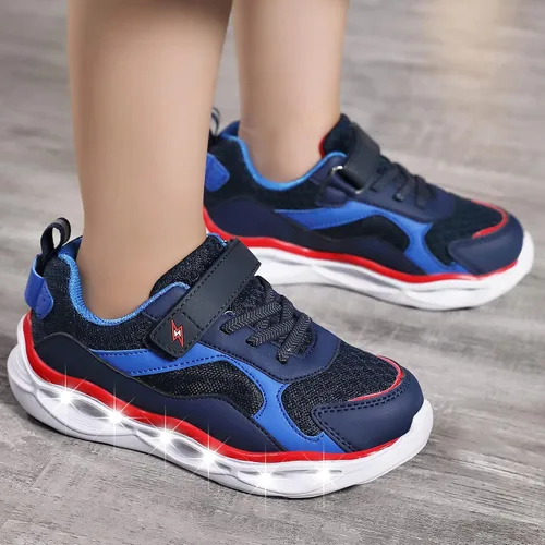 Vista 6 de Zapatos iluminados para niños y niñas, ligeros, con luces LED intermitentes, malla con purpurina, transpirables, adorables tenis para niños pequeños