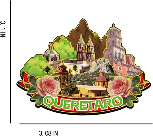 Vista 3 de Imán de madera para nevera de Querétaro, México, monumentos en 3D, recuerdos coleccionables, decoración hecha a mano, 2023