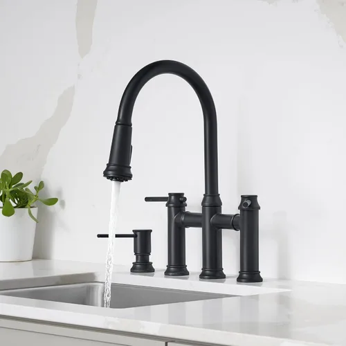 Vista 3 de Empressa - Grifo de puente desplegable (1.5 GPM, color negro mate)
