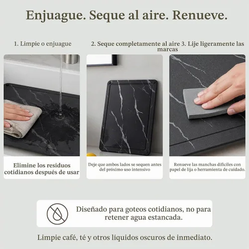 Vista 7 de Golener Tapete de secado de piedra para encimera de cocina, tapete