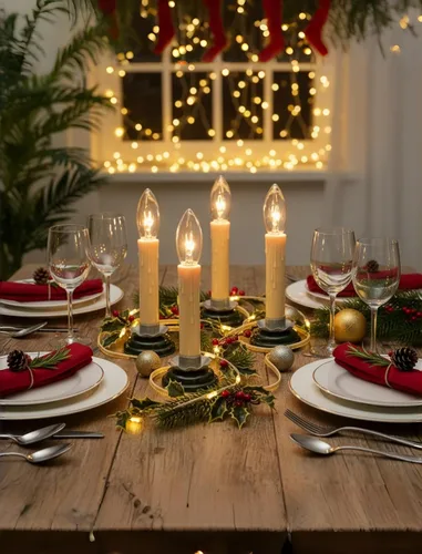 Vista 6 de Lámparas eléctricas de vela de 5 pulgadas, luces de vela de ventana de Navidad con base de hierro de ciruela negra, velas eléctricas con bombillas