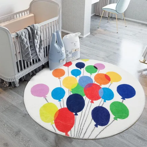 Vista 18 de Poowe Alfombra redonda con diseño de arco iris, colorida alfombra bohemia para niños, ultra suave, lavable, alfombra para habitación del cuarto
