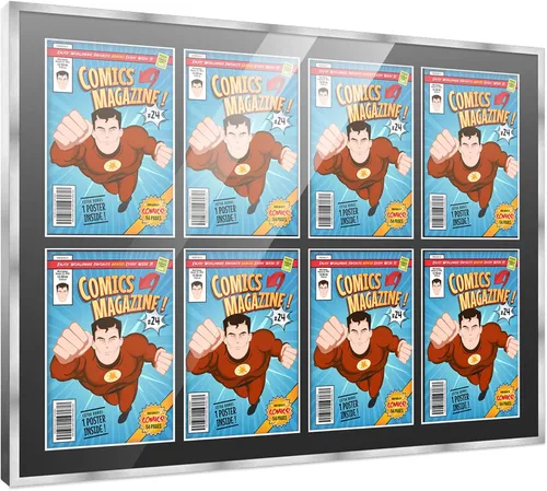 Vista 48 de Poster Palooza Marco de cómic con paspartú para 1 cómic de la Edad de Bronce publicado entre 1970 y 1985, marco de cómic negro para cómic de 7.25 x