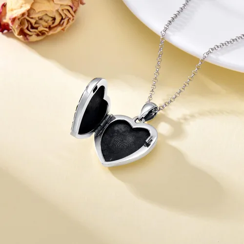 Vista 3 de SOULMEET Collar con medallón de plata de ley que sostiene fotos para mantener a alguien cerca de ti, medallón personalizado, joyería personalizada