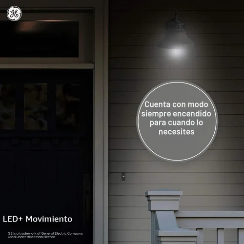 Vista 5 de GE Lighting LED+ - Bombilla de seguridad para exteriores con sensor de movimiento, blanco cálido, ajuste del atardecer al amanecer, base media