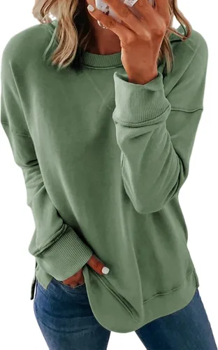 Vista 10 de Dokotoo Women's Casual Crew Neck Sweatshirt Loose Long Sleeve Pullover Tops Jade (Moonlight Jade)