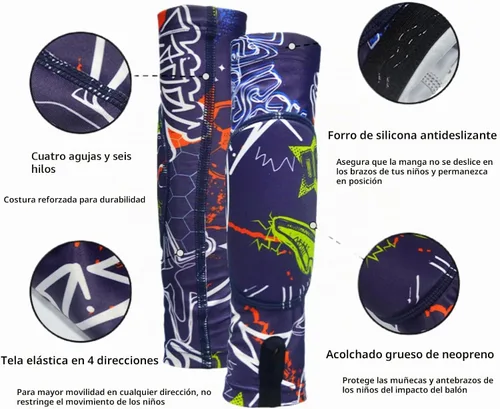 Vista 3 de Topeter Mangas de brazo de voleibol para niños, almohadillas para brazos para niñas y niños, 1 par Negro