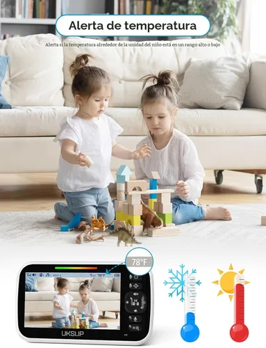 Vista 6 de UKSUP SM663V2 Monitor de bebé con 2 cámaras, monitor de video de 5 pulgadas con giro e inclinación remotos, zoom 2X, visión nocturna automática