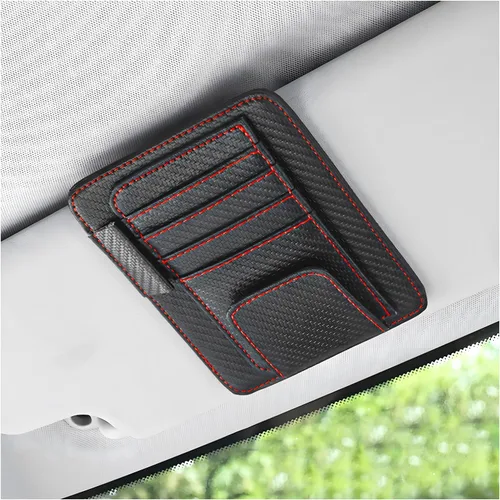 Vista 16 de Augeny Organizador de visera solar para automóvil, pequeño organizador y almacenamiento de visera, soporte para registro y documentos, accesorios