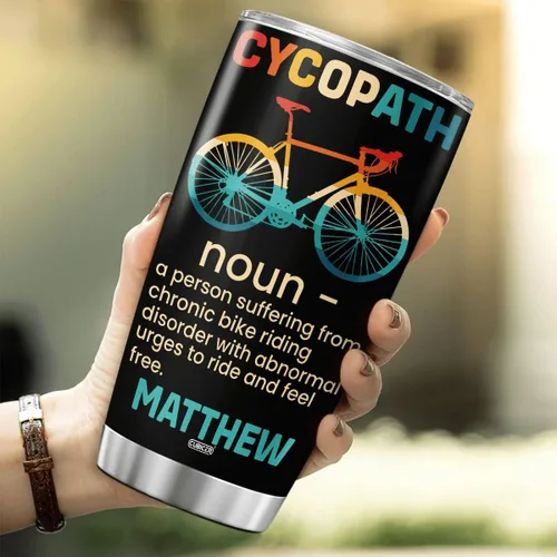 Vista 4 de CUBICER Vaso de café personalizado para ciclismo, taza de viaje con tapa, taza aislada, regalos de Navidad para mujeres, hombres, adultos, amigos