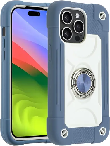 Vista 32 de MARKILL Funda compatible con iPhone 14 Pro de 6.1 pulgadas con soporte de anillo integrado, protección contra caídas de grado militar, carcasa Palta