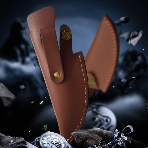 Vista 6 de XYJ Funda para cuchillo de 5.5 pulgadas para cuchillo de carnicería de cuero suave con asa para cinturón, buena para proteger la hoja fija y llevar