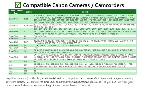 Vista 4 de Transferencia de datos USB IFC-400PCU para Canon Rebel T7 PowerShot ELPH 360 HS Wire Data Transfer Cable IFC-200U for Canon Rebel EOS T2 T3i T4i