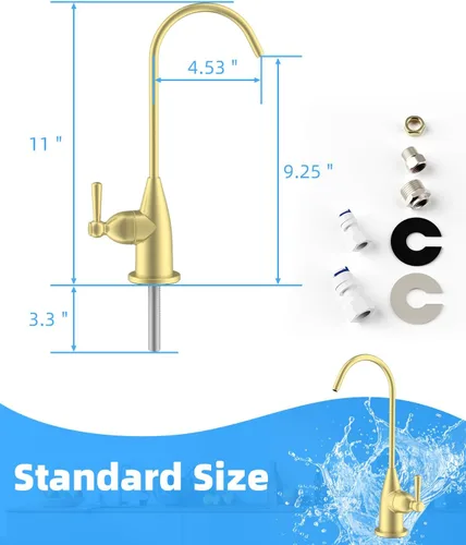 Vista 6 de Hibbent Grifo de Agua Potable para Barra y Fregadero de Cocina, Grifo de Ósmosis Inversa RO de Acero Inoxidable para Sistema de Filtración Bajo