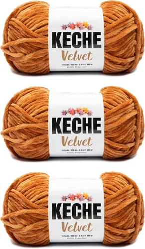 Vista 189 de Keche Hilo para ganchillo, hilo de terciopelo, chenilla suave, manta de bebé voluminosa amigurumi Yarn 3.53 oz (132 yardas) - Arona